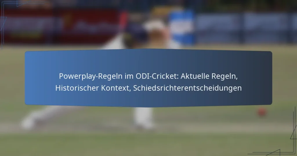 Powerplay-Regeln im ODI-Cricket: Aktuelle Regeln, Historischer Kontext, Schiedsrichterentscheidungen