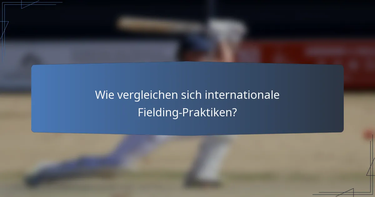 Wie vergleichen sich internationale Fielding-Praktiken?